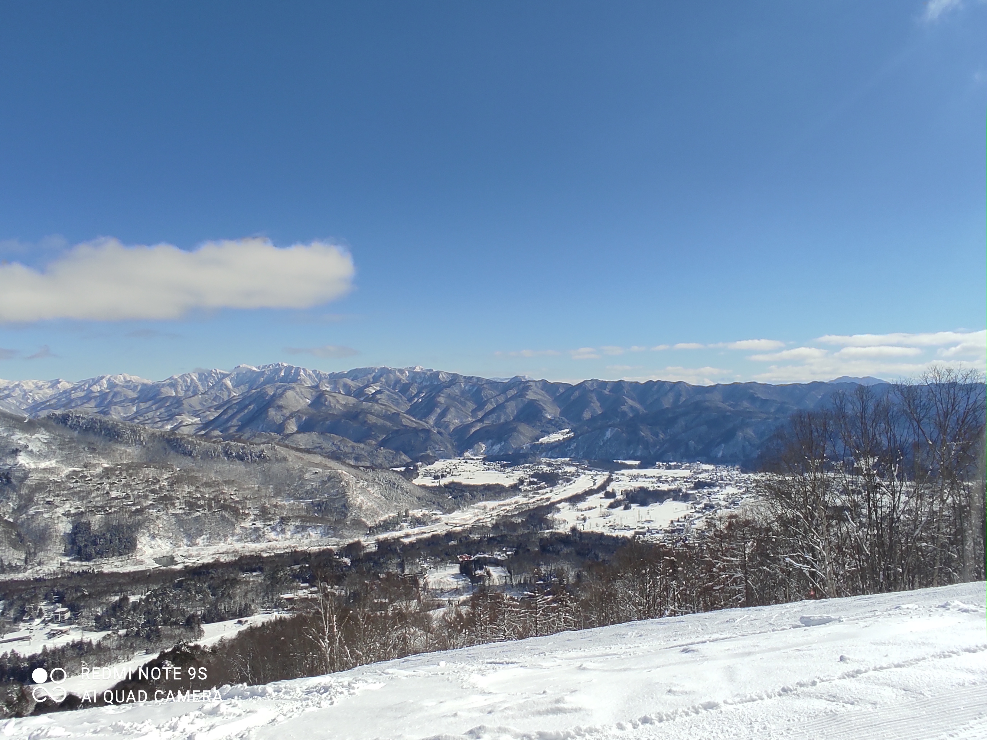 winter in Nagano, a view of a mountain range from a ski slope